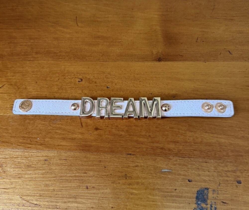 BCBGeneration Pink Leather DREAM Charm Bracelet Rose Gold Snap Closure